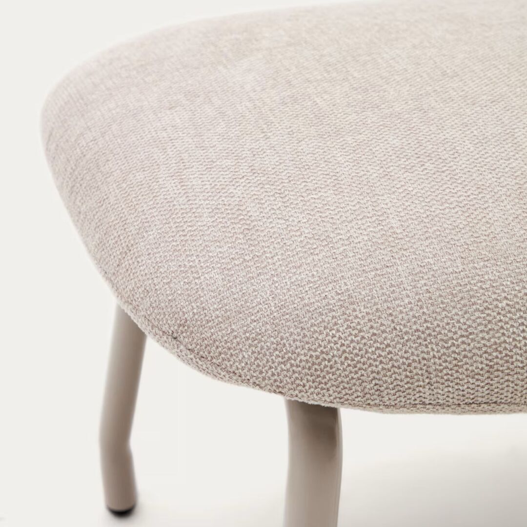 Kave Home KAVE HOME BELINA - NUR OTTOMAN Stahl in Weiss, Chenille Beige