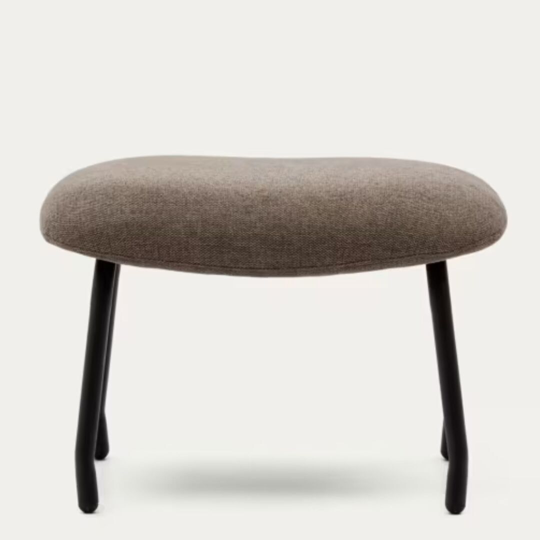 Kave Home KAVE HOME BELINA - NUR OTTOMAN Stahl in Schwarz, Chenille Braun