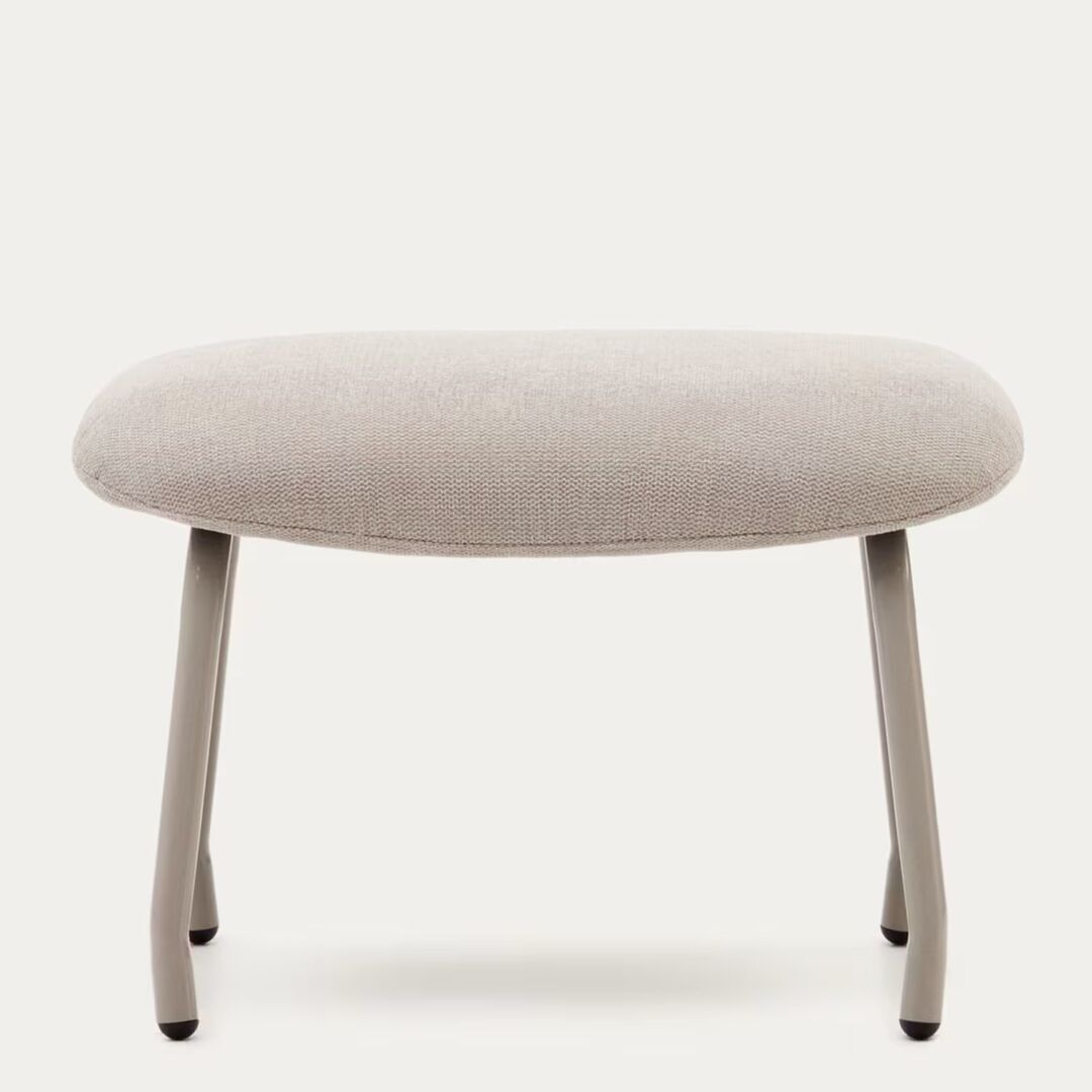 Kave Home KAVE HOME BELINA - NUR OTTOMAN Stahl in Weiss, Chenille Beige