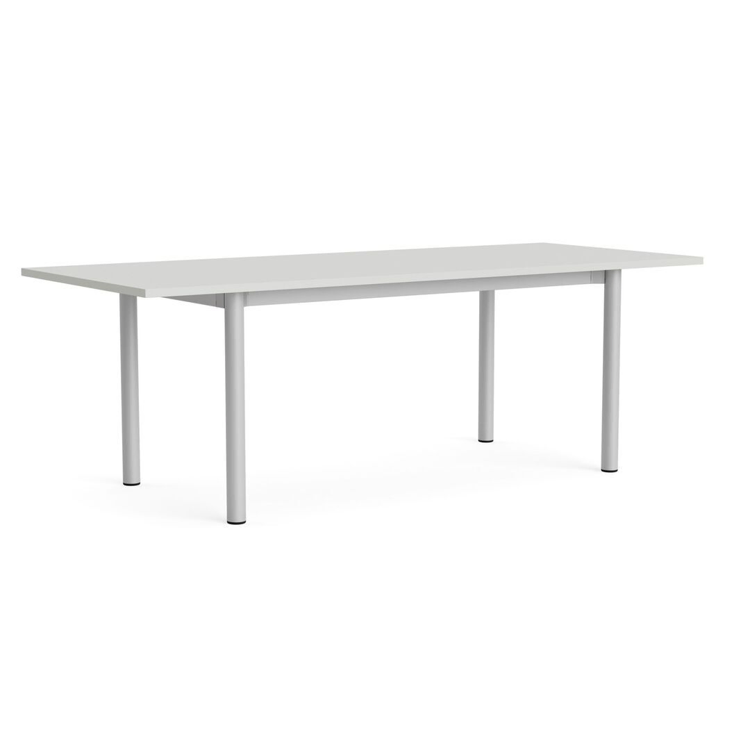 HAY Living Überhang Esstisch Annex von Hay L: 220 cm, Linoleum Cloud Grey, Natural