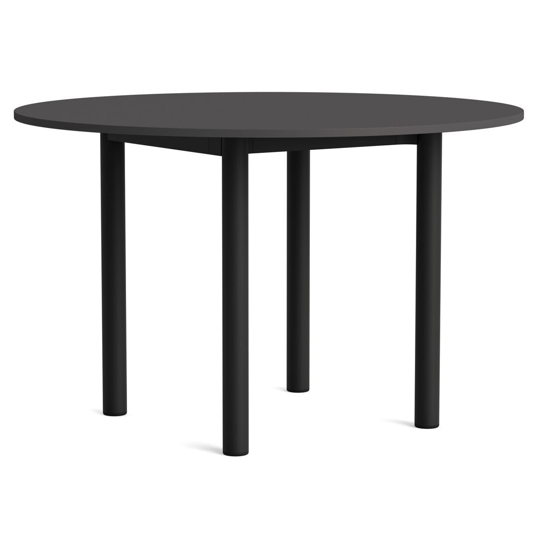 HAY Living Runder Esstisch Annex von Hay Ø: 110 cm, Linoleum Dark Grey, Charcoal