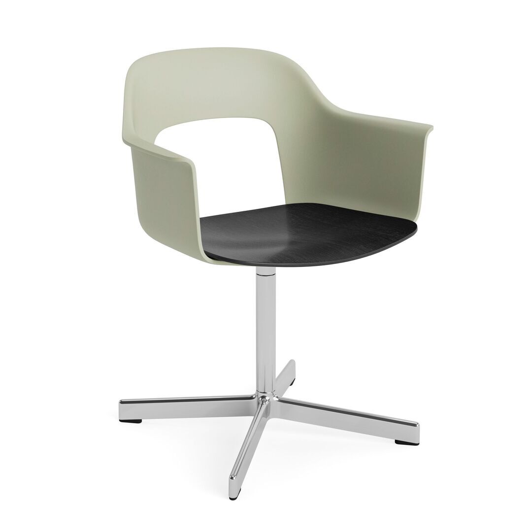 HAY Living Armlehnstuhl mit Drehgestell Layout 232 von Hay Pastel green , Aluminium poliert, Black
