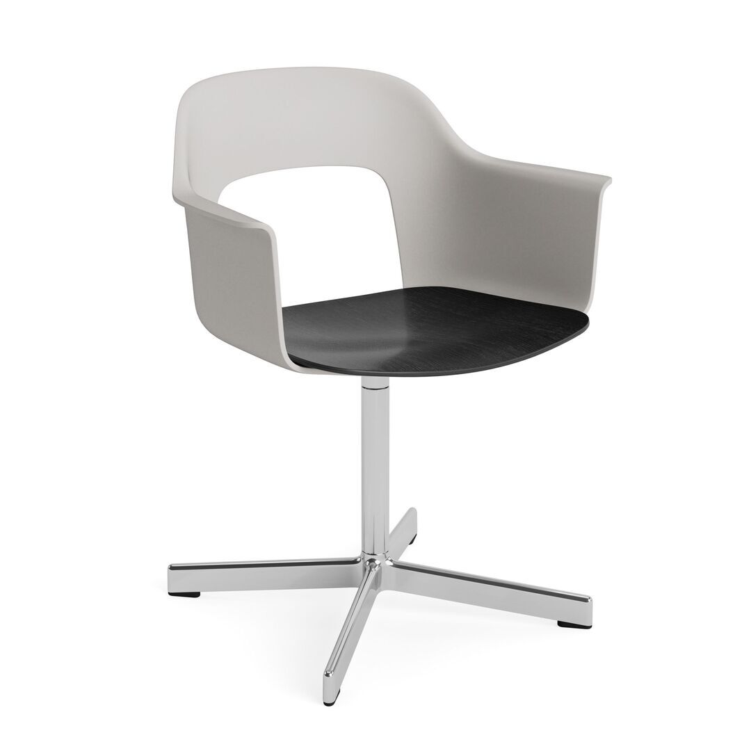 HAY Living Armlehnstuhl mit Drehgestell Layout 232 von Hay Sky Grey, Aluminium poliert, Black
