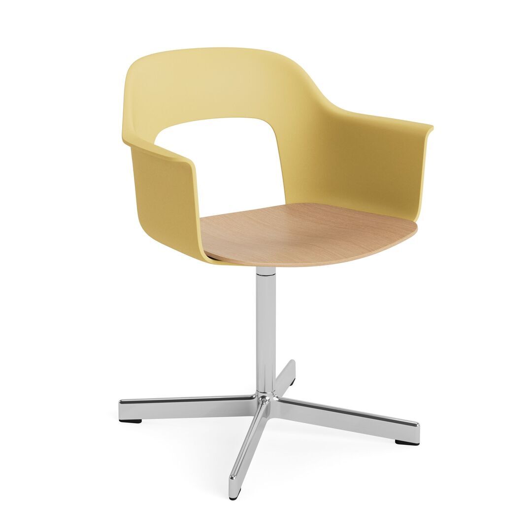HAY Living Armlehnstuhl mit Drehgestell Layout 232 von Hay Biscotti, Aluminium poliert, Natural 