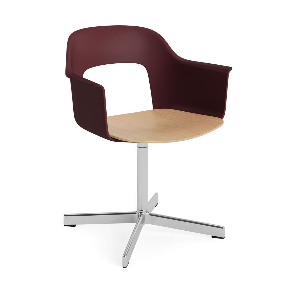 HAY Living Armlehnstuhl mit Drehgestell Layout 232 von Hay Bordeaux, Aluminium poliert, Natural 