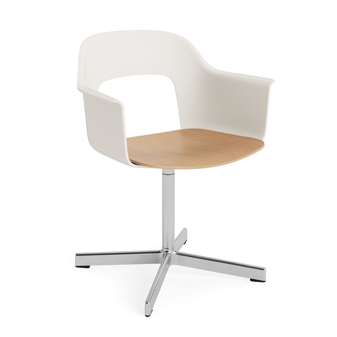 HAY Living Armlehnstuhl mit Drehgestell Layout 232 von Hay Cream White, Aluminium poliert, Natural 