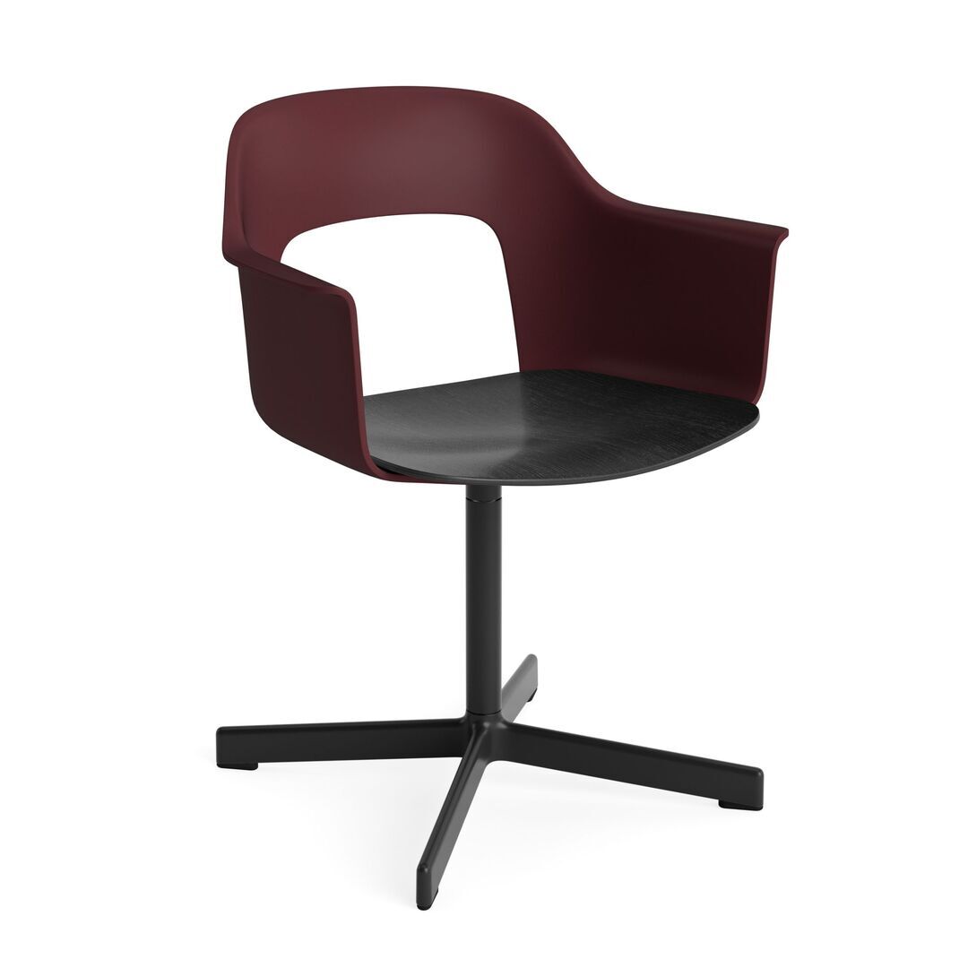 HAY Living Armlehnstuhl mit Drehgestell Layout 232 von Hay Bordeaux, Schwarz pulverbeschichtet Aluminium, Black