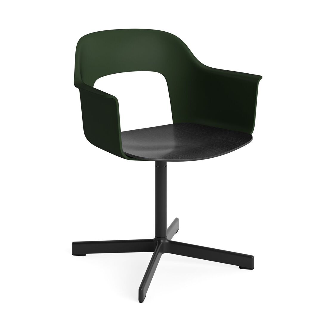 HAY Living Armlehnstuhl mit Drehgestell Layout 232 von Hay Bottle green, Schwarz pulverbeschichtet Aluminium, Black