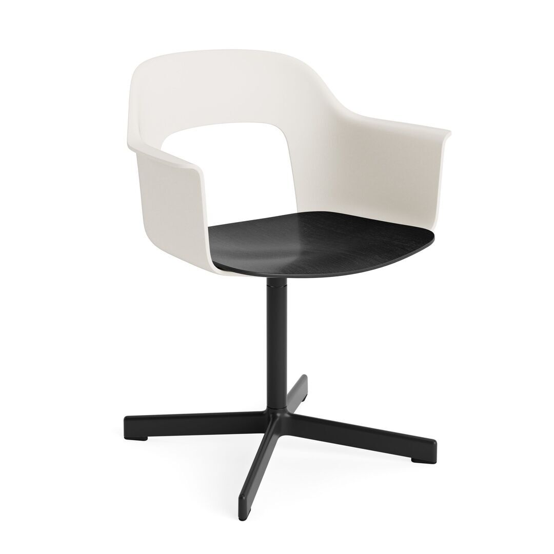 HAY Living Armlehnstuhl mit Drehgestell Layout 232 von Hay Cream White, Schwarz pulverbeschichtet Aluminium, Black