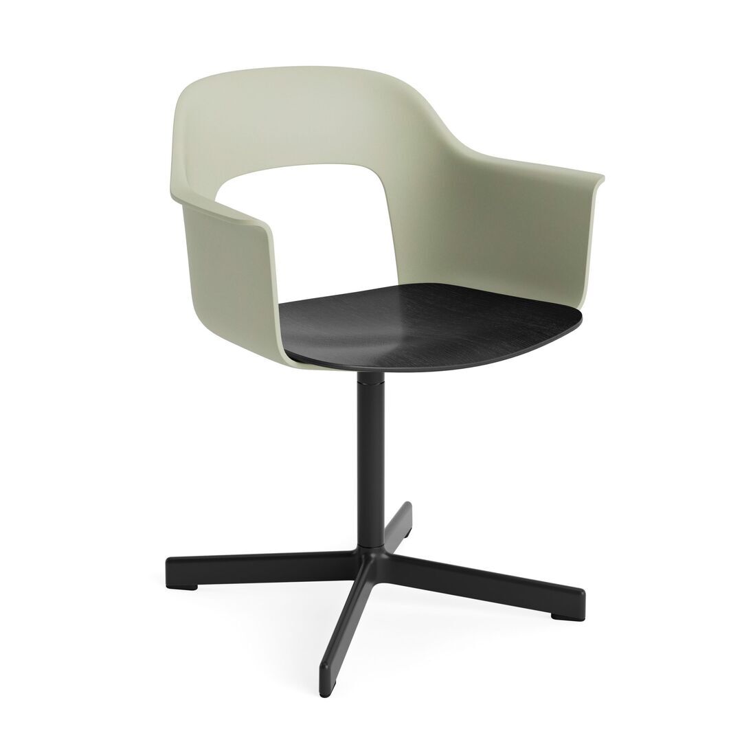 HAY Living Armlehnstuhl mit Drehgestell Layout 232 von Hay Pastel green , Schwarz pulverbeschichtet Aluminium, Black