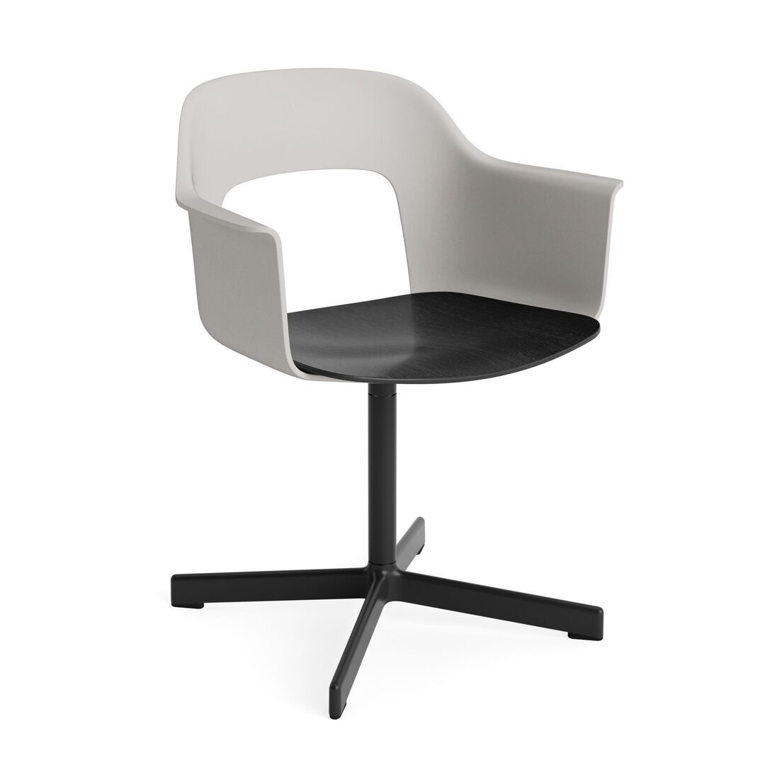 HAY Living Armlehnstuhl mit Drehgestell Layout 232 von Hay Sky Grey, Schwarz pulverbeschichtet Aluminium, Black