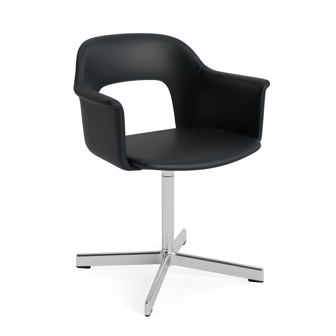 HAY Living Armlehnstuhl mit Drehgestell und Vollpolsterung Layout 234 von Hay Aluminium poliert, Grano -  Black