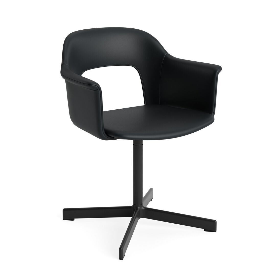 HAY Living Armlehnstuhl mit Drehgestell und Vollpolsterung Layout 234 von Hay Schwarz pulverbeschichtet Aluminium, Grano -  Black