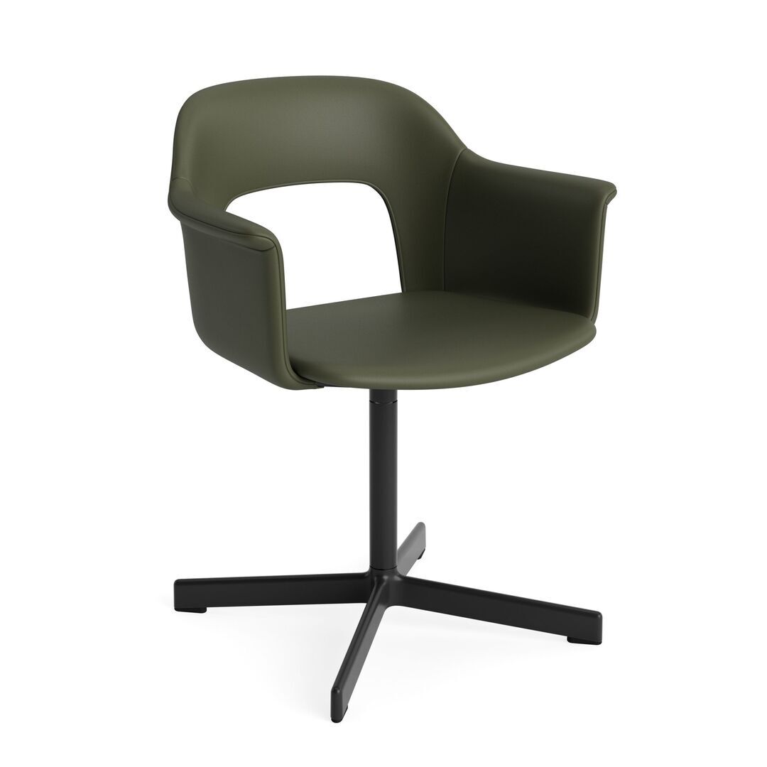 HAY Living Armlehnstuhl mit Drehgestell und Vollpolsterung Layout 234 von Hay Schwarz pulverbeschichtet Aluminium, Grano - Caper green