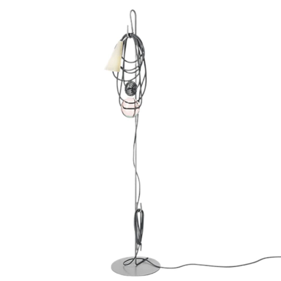 Foscarini Stehleuchte Filo Boden von Foscarini  Hellrosa RAL 3015, Amethyst Queen, Weiss / Weiss