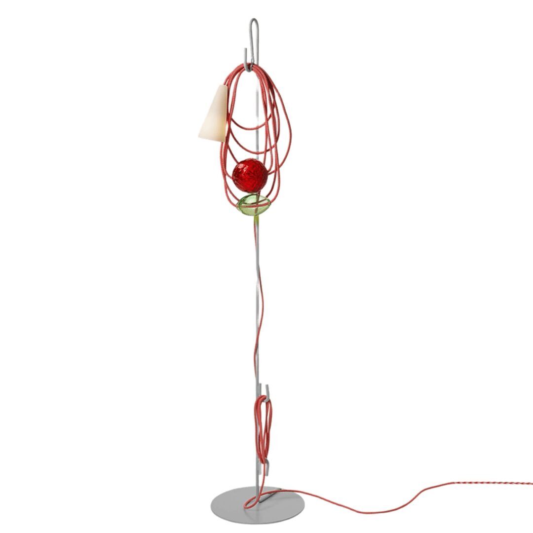 Foscarini Stehleuchte Filo Boden von Foscarini  Hellrosa RAL 3015, Emerald King, Weiss / Weiss