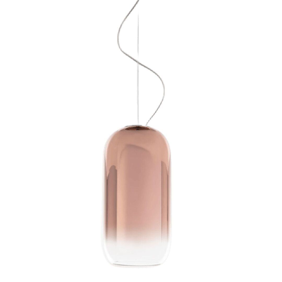 Artemide Artemide Gople Mini Pendelleuchte Hellrosa RAL 3015, Weiss / Weiss, Schwarz / Kupfer