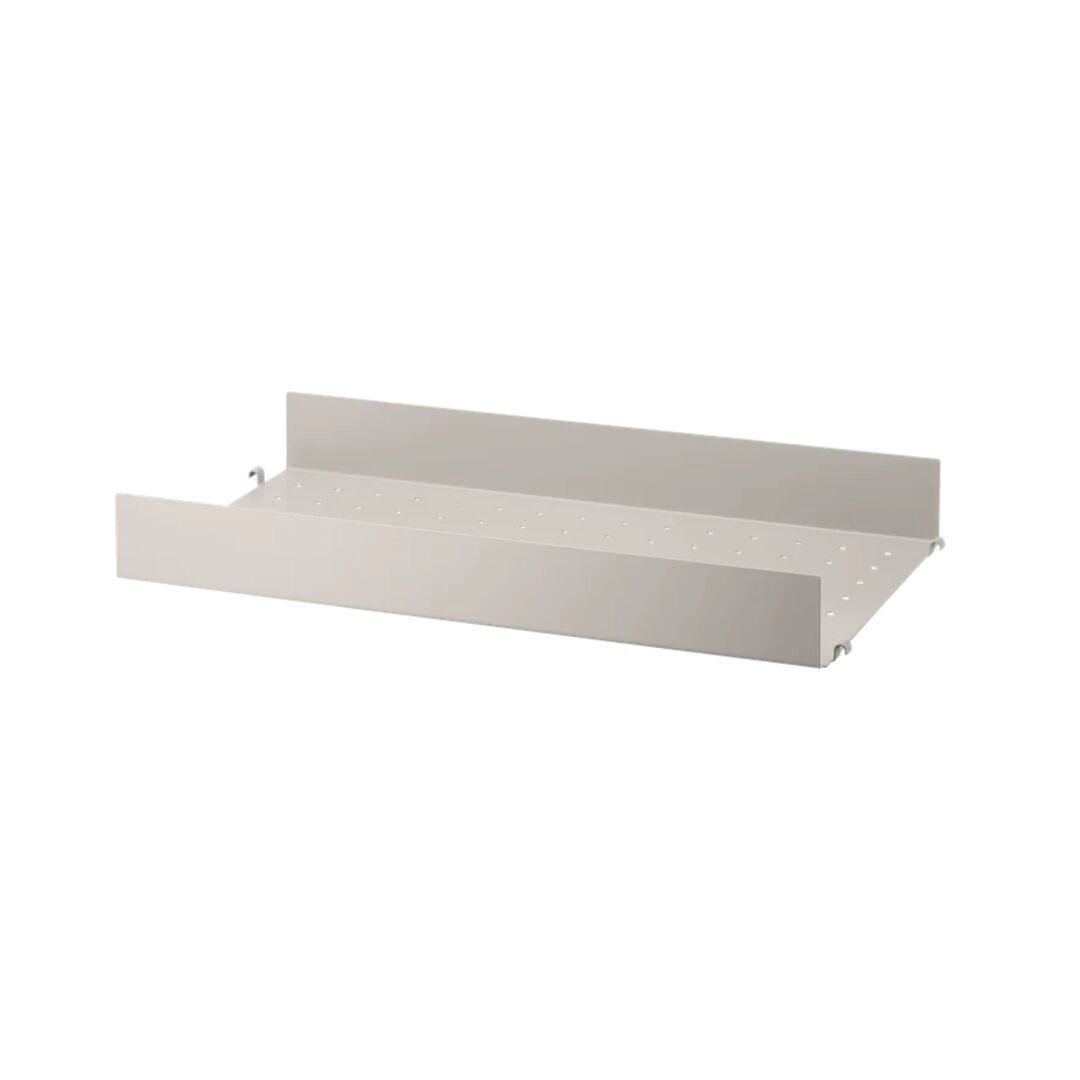 String Furniture Metal Shelf with High Edge Beige, B: 58 cm, T: 30 cm