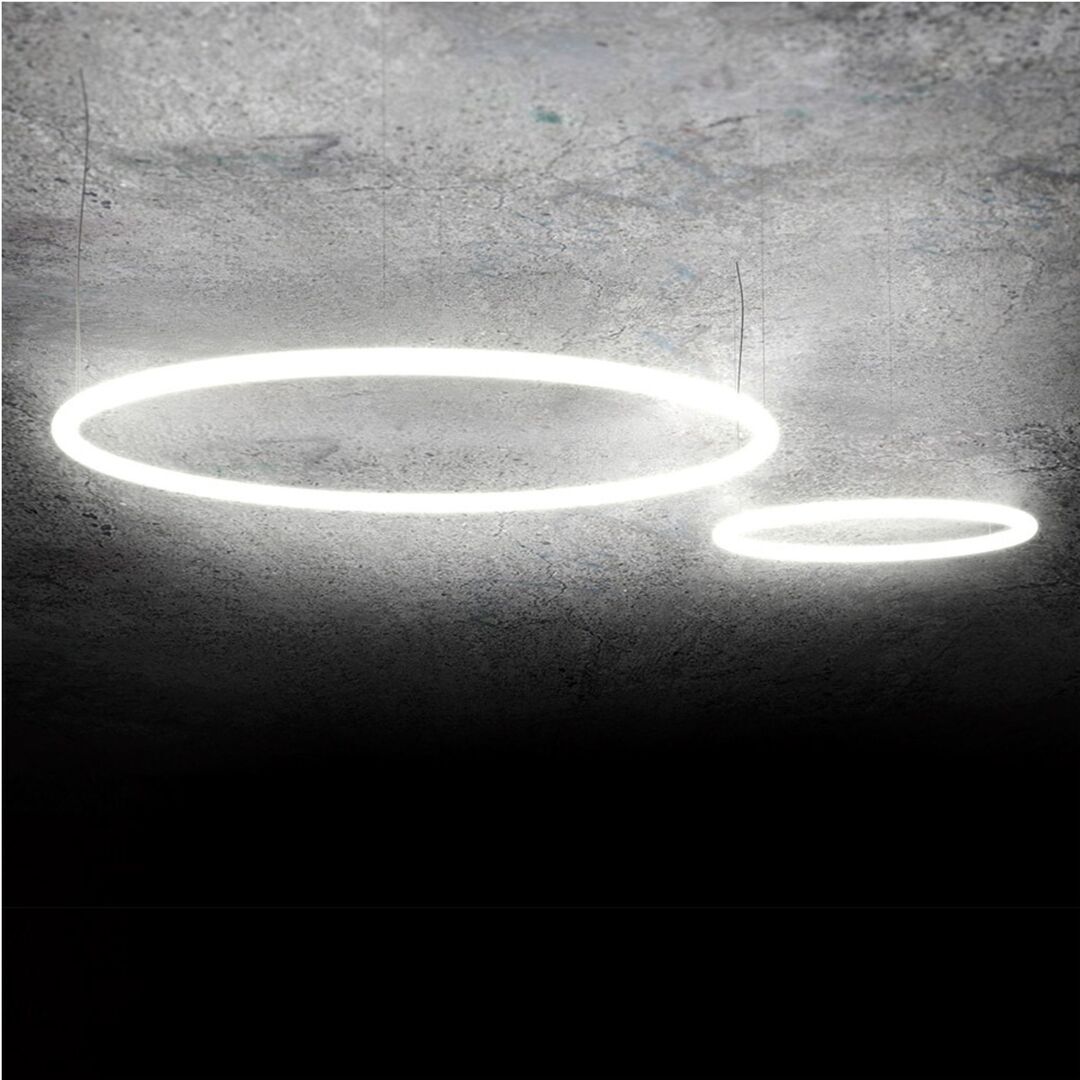 Artemide Artemide Alphabet of Light Circular LED Pendelleuchte Hellrosa RAL 3015, Weiss / Weiss, ø155 cm