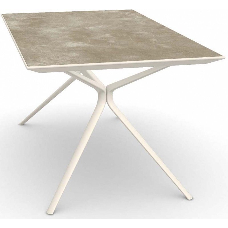 Fast Moai Outdoor Tisch Stein rechteckig - Gestell Cremeweiss / Haselnussbraun