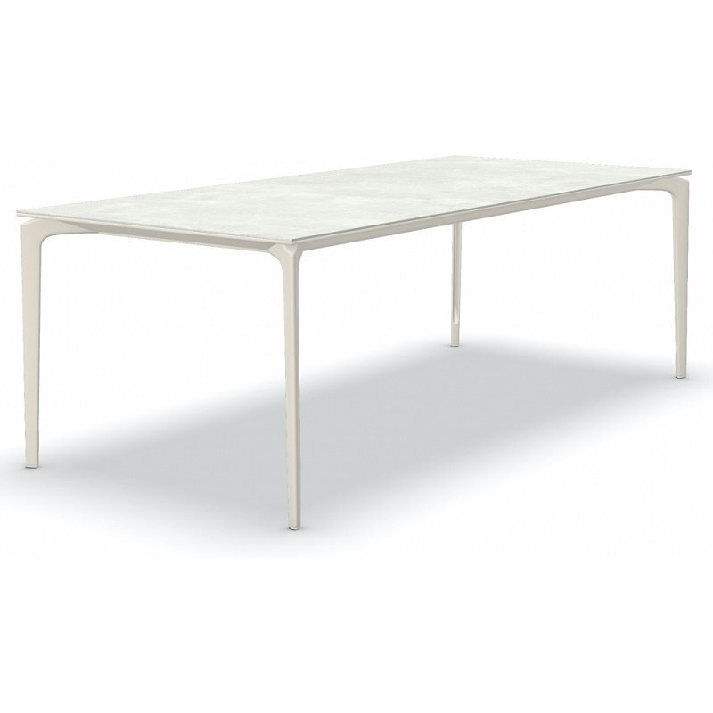 Fast AllSize Tisch mit Platte aus Feinsteinzug, Snow-Cremeweiss