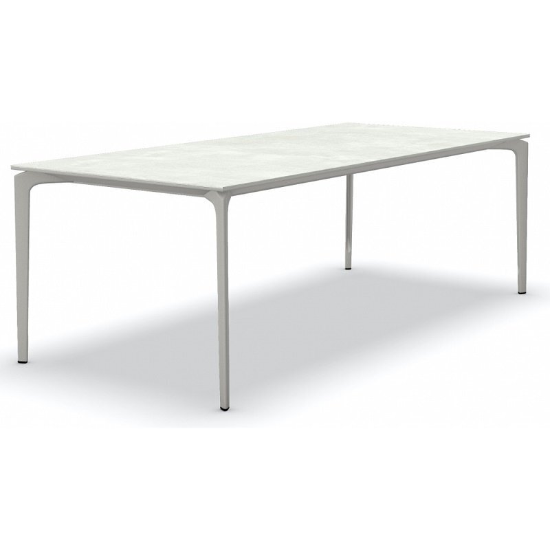 Fast AllSize Tisch mit Platte aus Feinsteinzug, Snow-Eisengrau