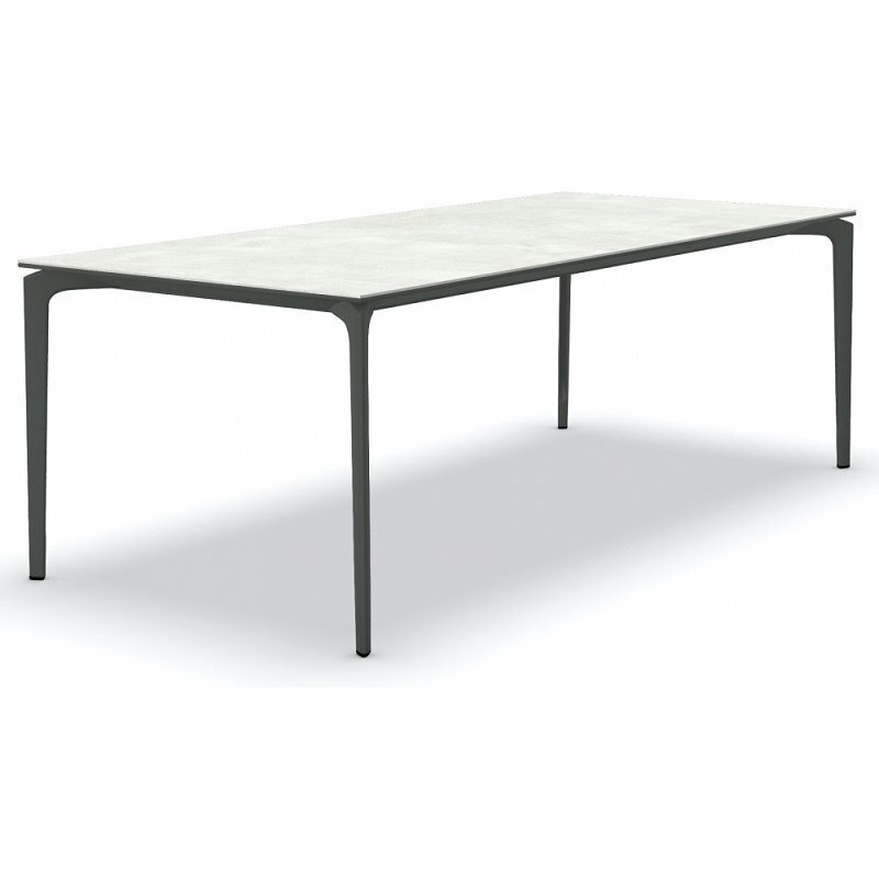 Fast AllSize Tisch mit Platte aus Feinsteinzug, Snow-Metallgrau