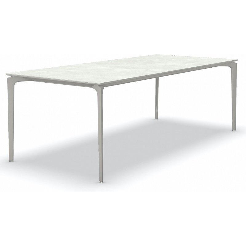 Fast AllSize Tisch mit Platte aus Feinsteinzug, Snow-Pulvergrau