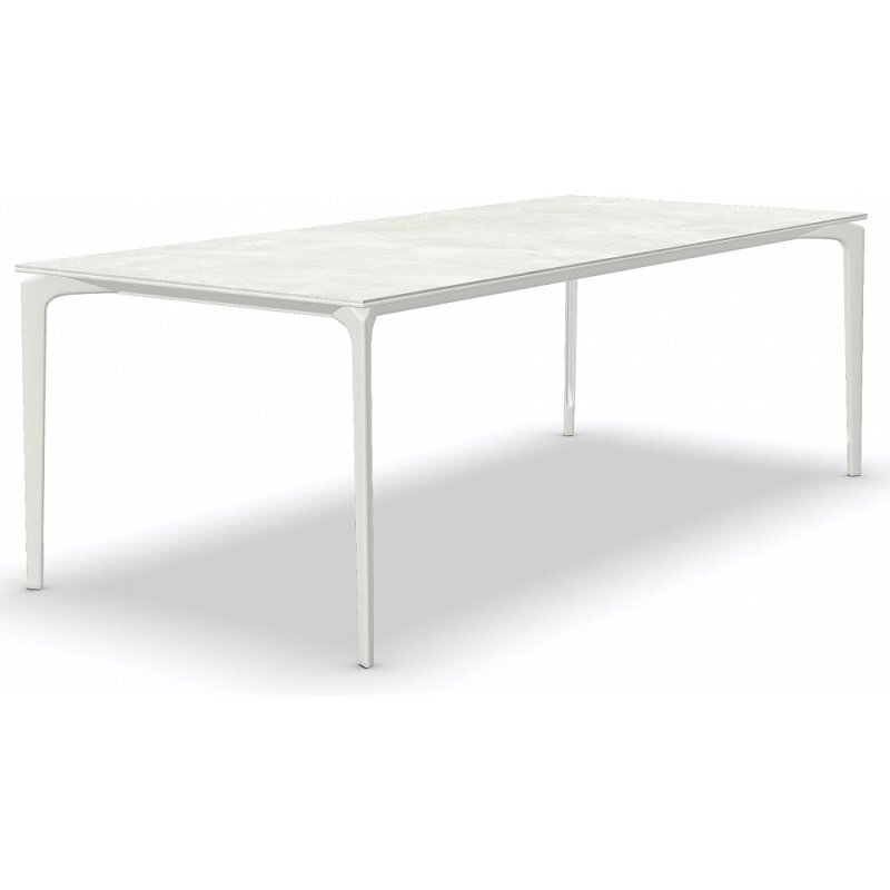 Fast AllSize Tisch mit Platte aus Feinsteinzug, Snow-Weiss