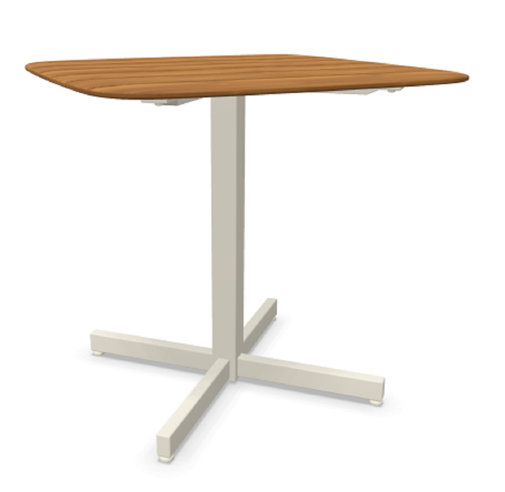 EMU Shine Tisch quadratish Tischplatte Teak 79x79-23 Metall Mattweiss, 82 Holz Teak