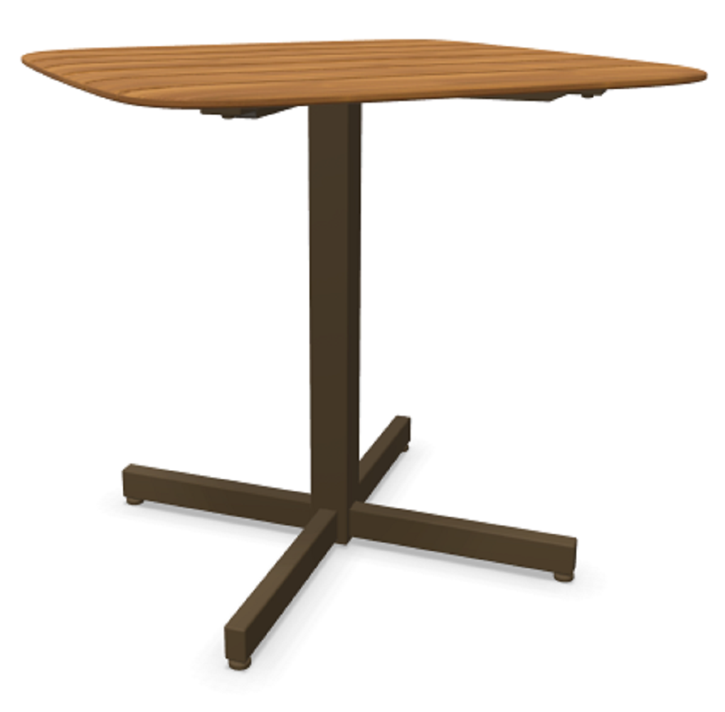 EMU Shine Tisch quadratish Tischplatte Teak 79x79-41 Metall Indischbraun, 82 Holz Teak