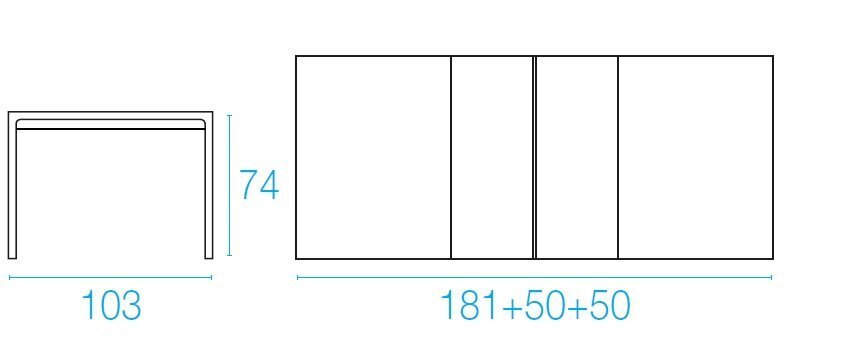 Emu Terramare Ausziehtisch Rechteckig 181+50+50x103
