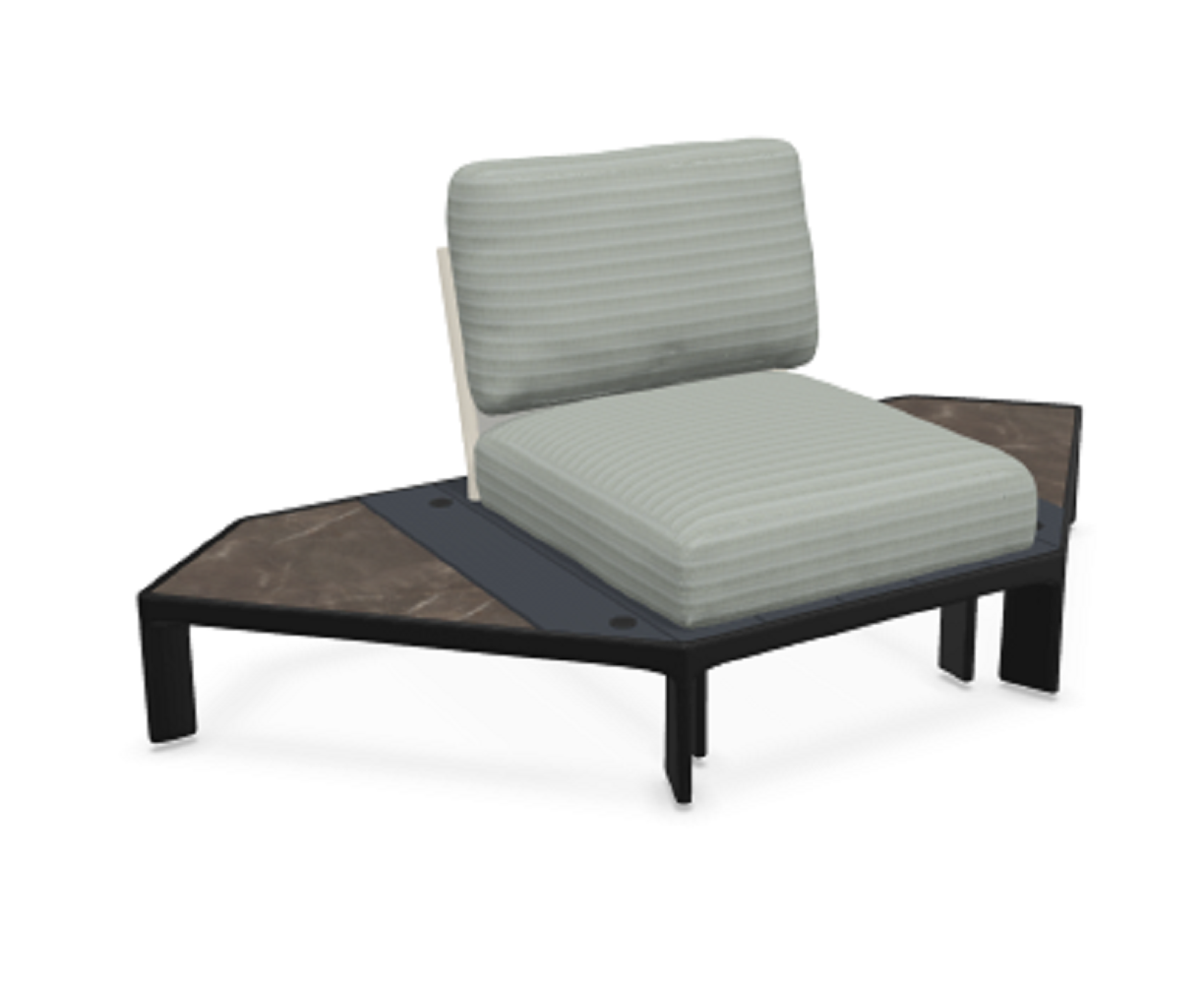 Emu Tami 769 Outdoor Sofa Eckmodul - 24 Schwarz - 34 Basaltina - 36 Emperador-900/09 Salbeigrün