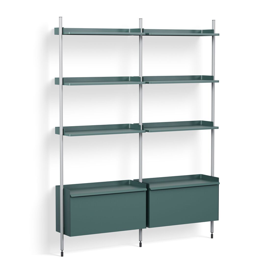 HAY Living Regalsystem Pier Combination 132 - Columns 2 von Hay Blau, Aluminium klar eloxiert
