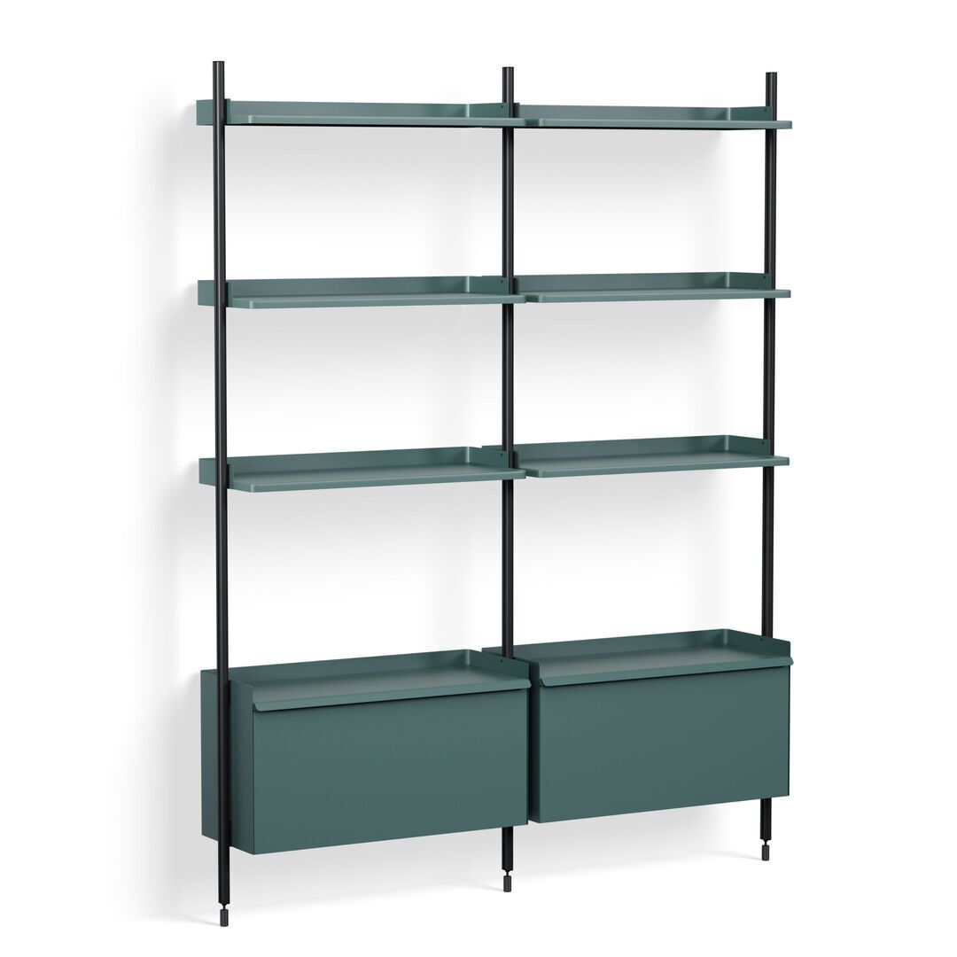 HAY Living Regalsystem Pier Combination 132 - Columns 2 von Hay Blau, Aluminium schwarz eloxiert