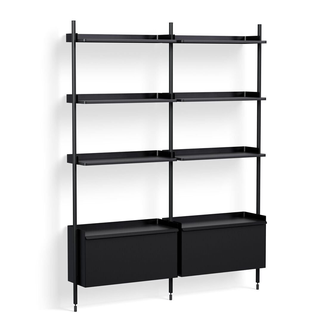 HAY Living Regalsystem Pier Combination 132 - Columns 2 von Hay Schwarz, Aluminium schwarz eloxiert