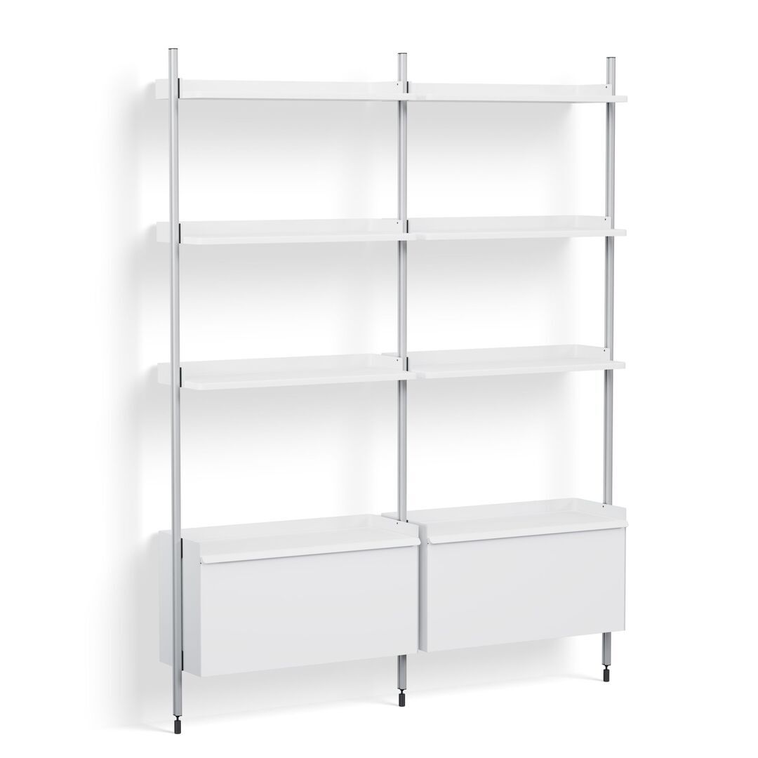 HAY Living Regalsystem Pier Combination 132 - Columns 2 von Hay Weiss, Aluminium klar eloxiert