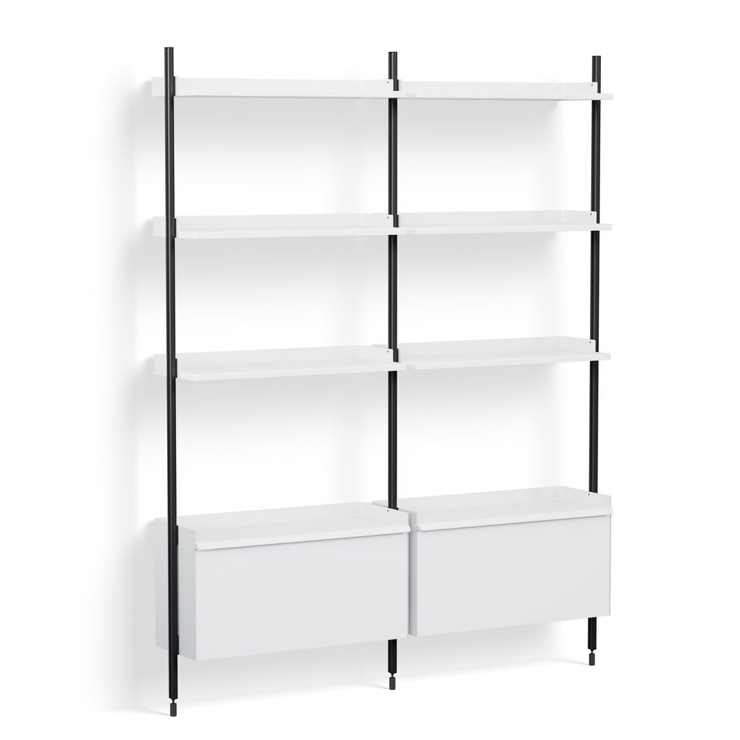 HAY Living Regalsystem Pier Combination 132 - Columns 2 von Hay Weiss, Aluminium schwarz eloxiert