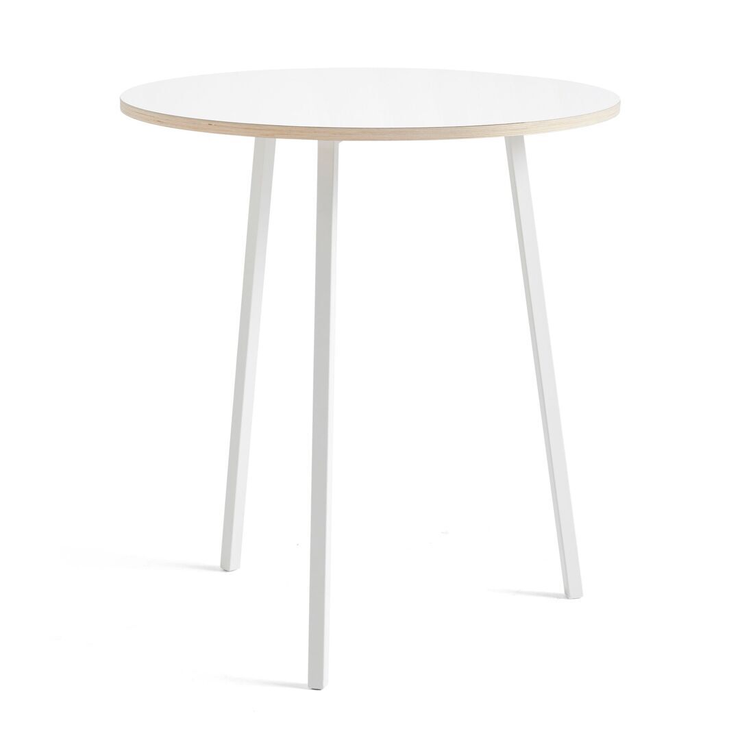 HAY Accessoires Loop Stand Table Round Ø: 90 cm / H: 97 cm, Laminat Weiss, Stahl pulverbeschichtet weiss