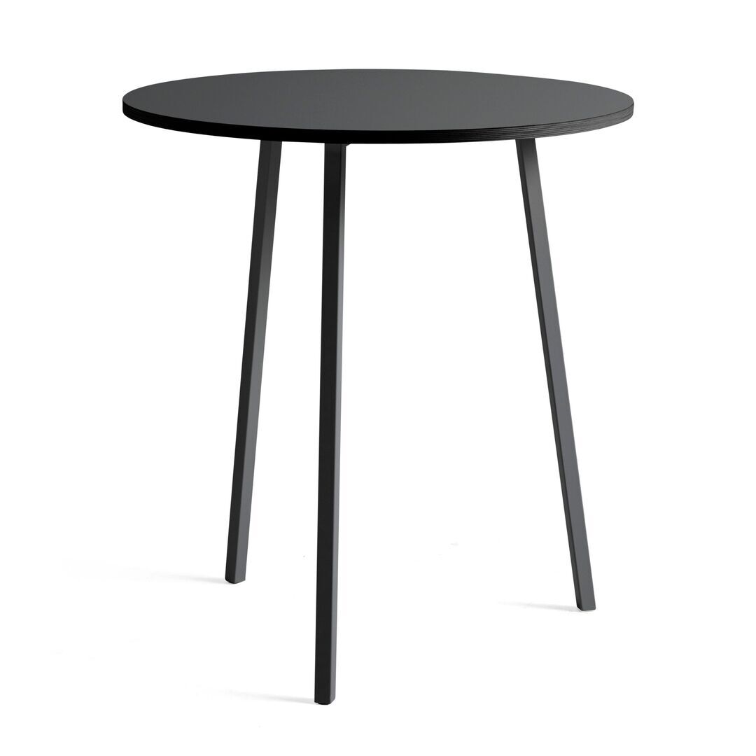 HAY Accessoires Loop Stand Table Round Ø: 90 cm / H: 97 cm, Linoleum Schwarz, Stahl pulverbeschichtet schwarz