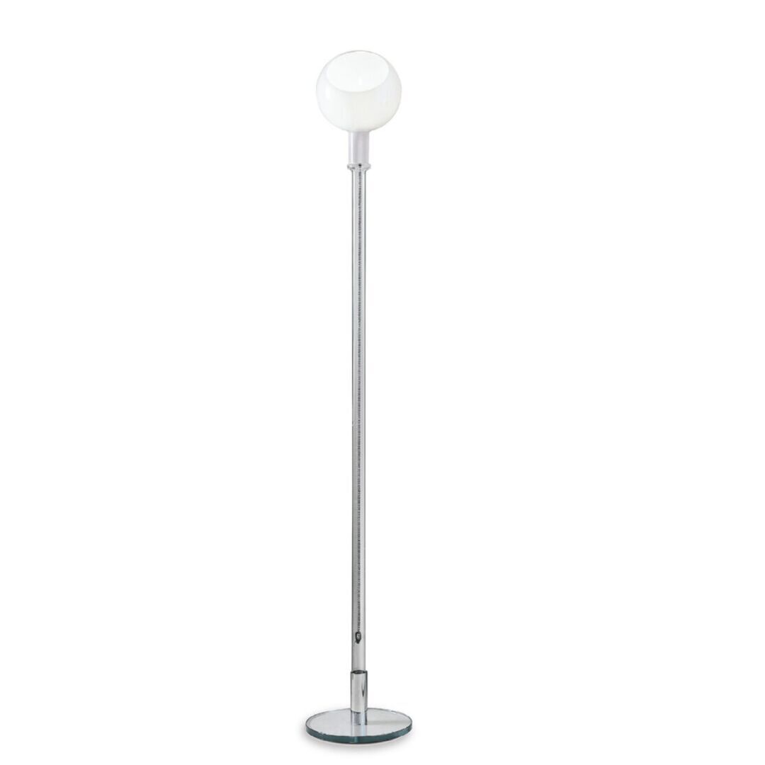 FontanaArte FontanaArte Parola Stehleuchte Hellrosa RAL 3015, Weiss / Weiss, Echtleder, Chouchin 1 LED h. 10 m, Kleine Ausführung, Glasschirm weiß