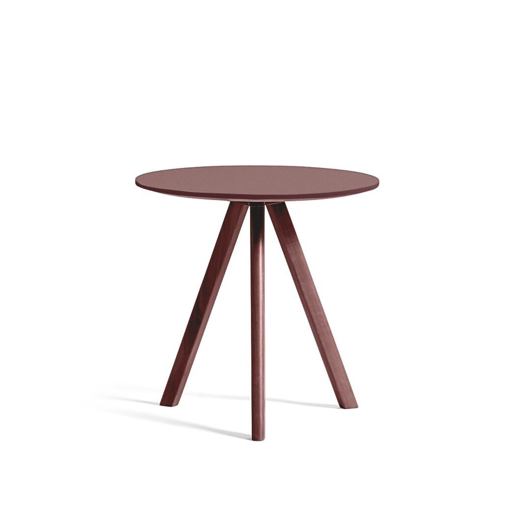 HAY Living Runder Tisch CPH 20 Monochrome Ø: 50 cm / H: 49 cm , Eiche Bordeux lackiert -  Linoleum Burgundy