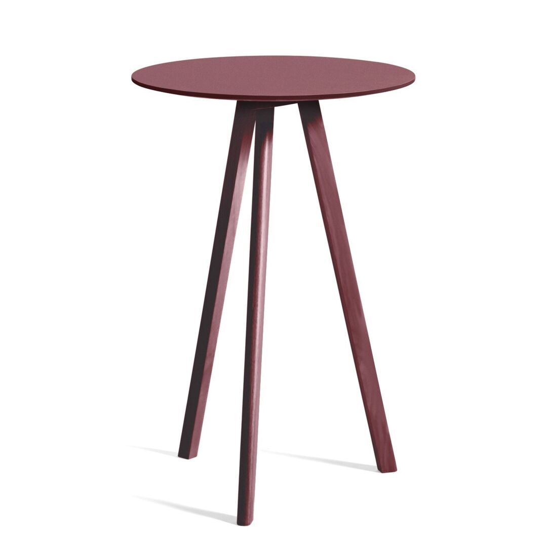 HAY Living Runder Tisch CPH 20 Monochrome Ø: 70 cm / H: 105 cm , Eiche Bordeux lackiert -  Linoleum Burgundy