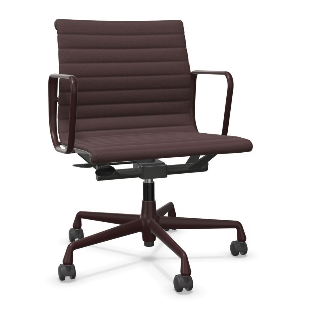 Vitra Aluminium Chair EA 117 Dunkelrot-Nero 16 - Track, Dunkel Bordeaux 60 pulverbeschichtet (struktur), Rolle weich gebremst für Hartboden 03