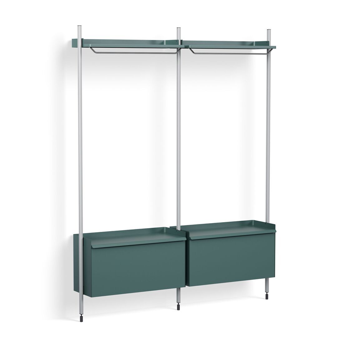 HAY Living Regalsystem Pier Combination 1002 - 2 Columns von Hay Blau, Aluminium klar eloxiert