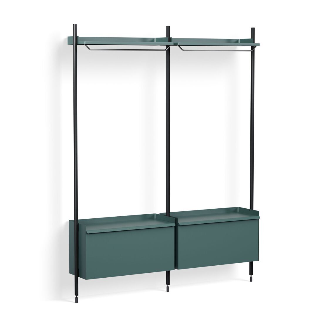 HAY Living Regalsystem Pier Combination 1002 - 2 Columns von Hay Blau, Aluminium schwarz eloxiert