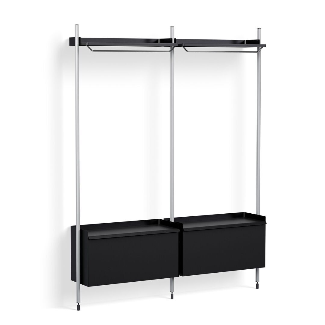 HAY Living Regalsystem Pier Combination 1002 - 2 Columns von Hay Schwarz, Aluminium klar eloxiert