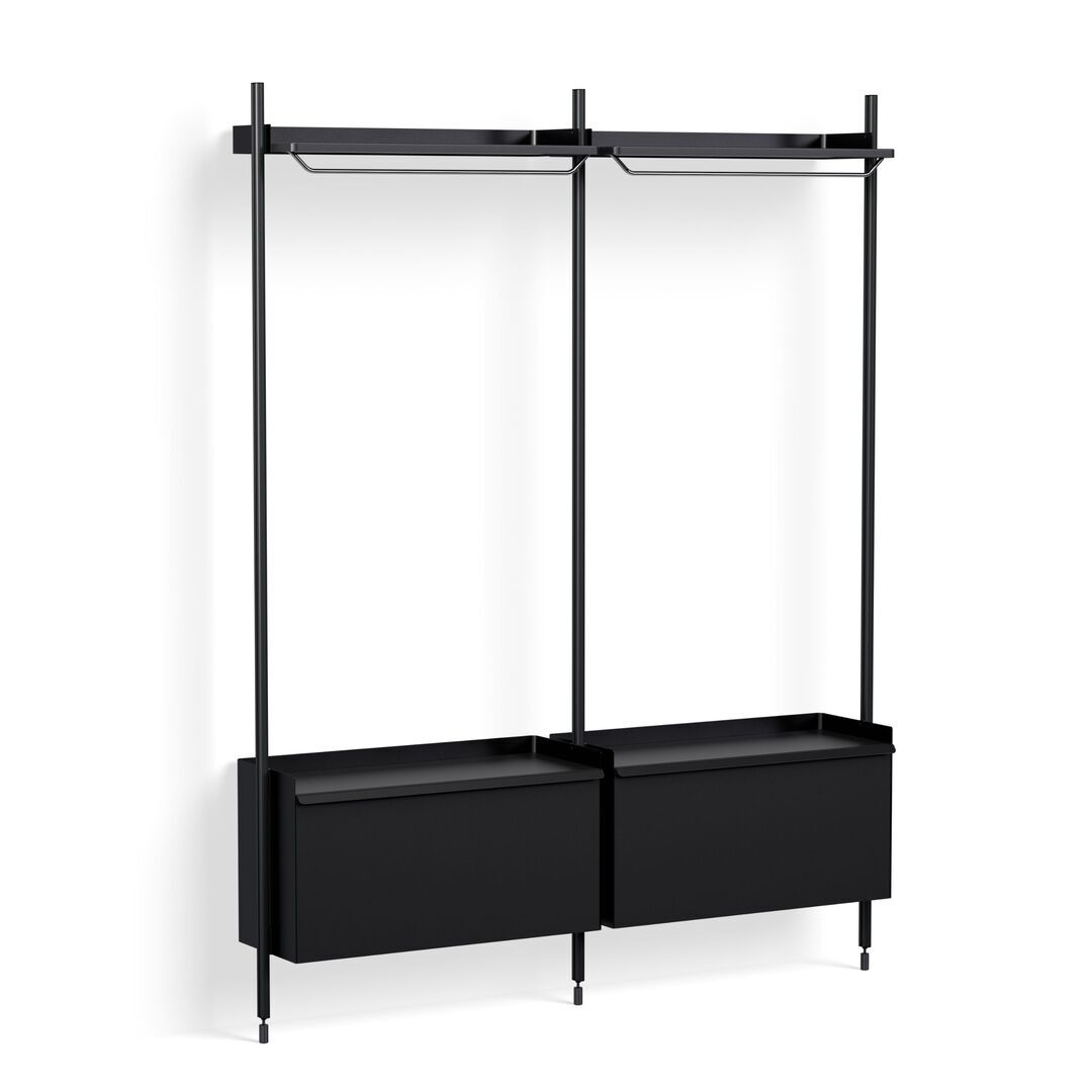 HAY Living Regalsystem Pier Combination 1002 - 2 Columns von Hay Schwarz, Aluminium schwarz eloxiert