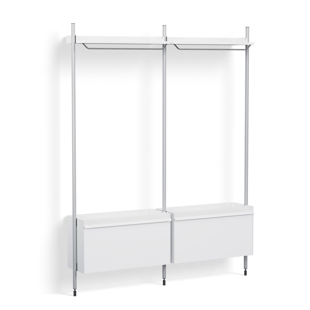 HAY Living Regalsystem Pier Combination 1002 - 2 Columns von Hay Weiss, Aluminium klar eloxiert