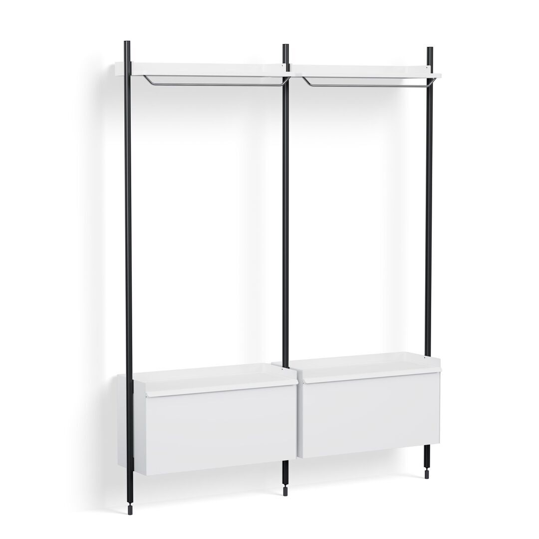 HAY Living Regalsystem Pier Combination 1002 - 2 Columns von Hay Weiss, Aluminium schwarz eloxiert